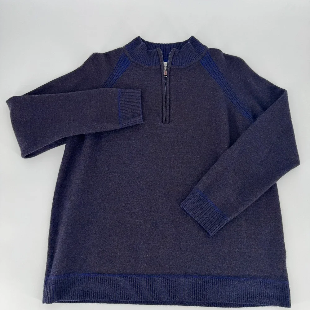 Robert Graham Quarter Zip Sweater Mens XL‎ Blue Wool Blend Classic Fit